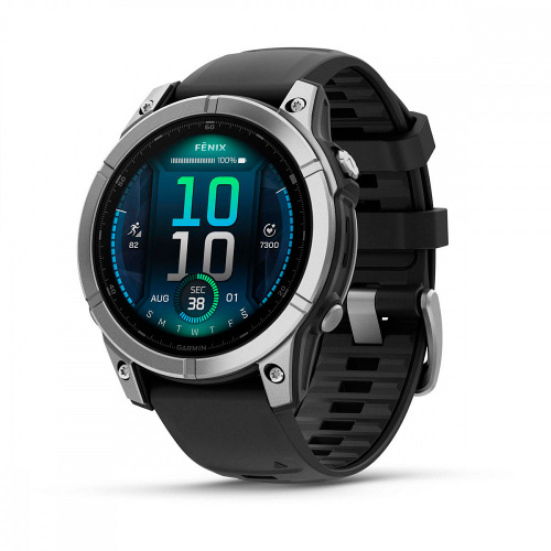 Умные часы Garmin Fenix E 47мм Amoled Stainless Steel With Black Silicone Band