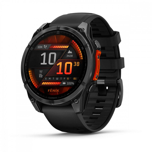 Умные часы Garmin Fenix 8, 47 мм, Amoled Slate Gray with Black Silicone Band