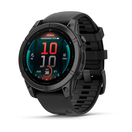 Умные часы Garmin Fenix E 47мм Amoled Slate Gray Steel With Black Silicone Band