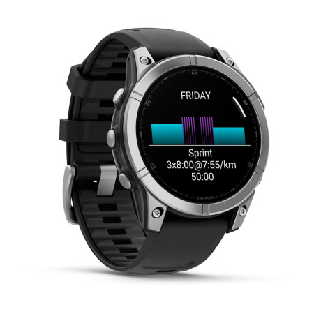 Умные часы Garmin Fenix E 47мм Amoled Stainless Steel With Black Silicone Band