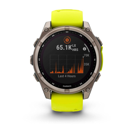 Умные часы Garmin Fenix 8, 47мм Solar Sapphire Carbon Gray DLC Titanium with Amp Yellow/Graphite Silicone Band