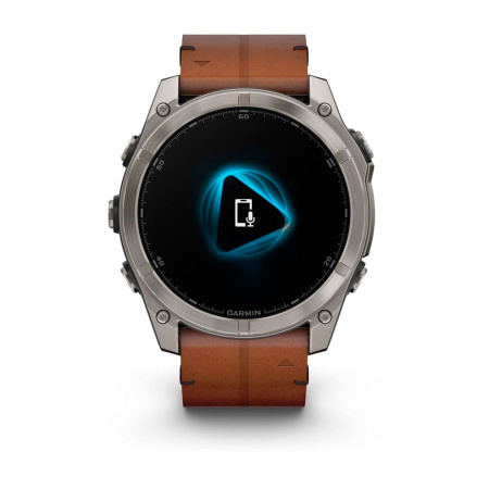 Garmin Fenix 8, 43мм, Amoled, Sapphire Bare Titanium Black with Chestnut Leather Band+Grapphite Silicone Band