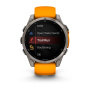 Умные часы Garmin Fenix 8, 51мм Amoled Sapphire Titanium with Spark Orange/Grapphite Silicone Band