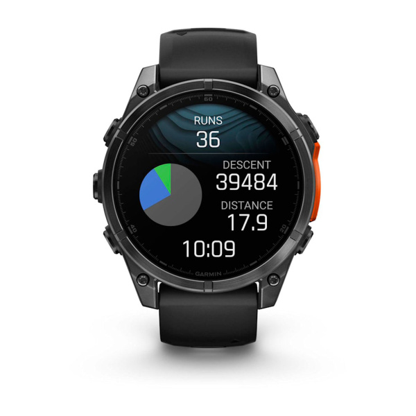 Умные часы Garmin Fenix 8, 47 мм, Amoled Slate Gray with Black Silicone Band