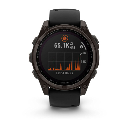 Умные часы Garmin Fenix 8, 51мм Solar Sapphire Carbon Gray DLC Titanium with Black/Pebble Gray Silicone 