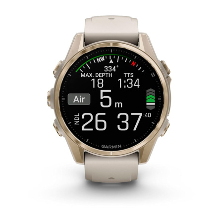 Garmin Fenix 8, 43мм, Amoled, Sapphire Soft Gold with Fog Gray/Dark Sandstone Silicone Band