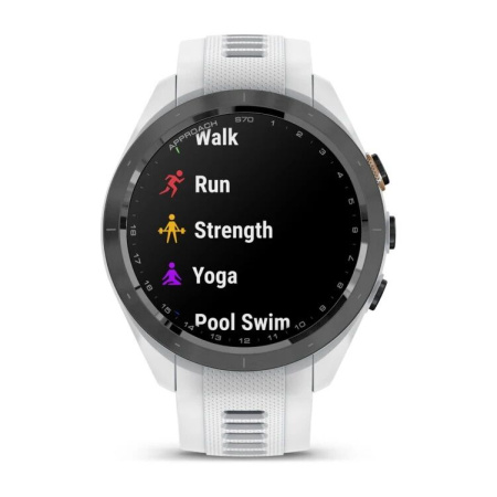 Garmin Approach S70 - 47 mm Black Ceramic Bezel with White Silicone Band