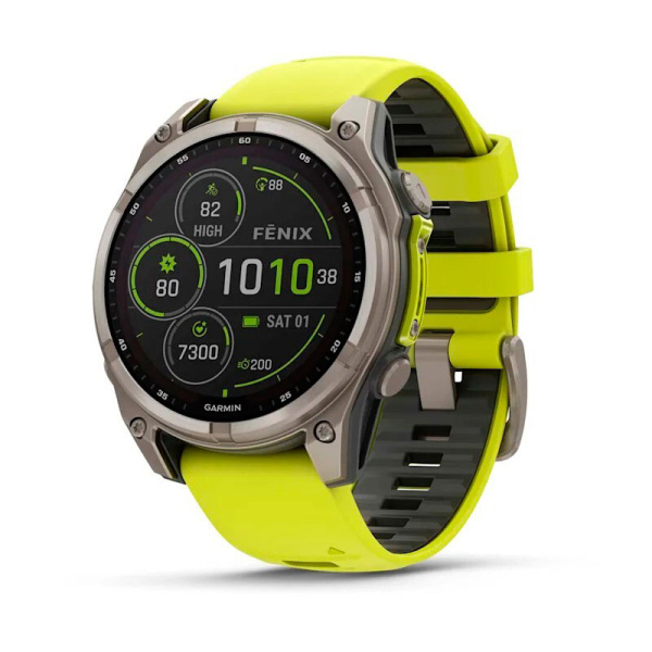 Умные часы Garmin Fenix 8, 47 мм, Solar, Sapphire Titanium, Yellow