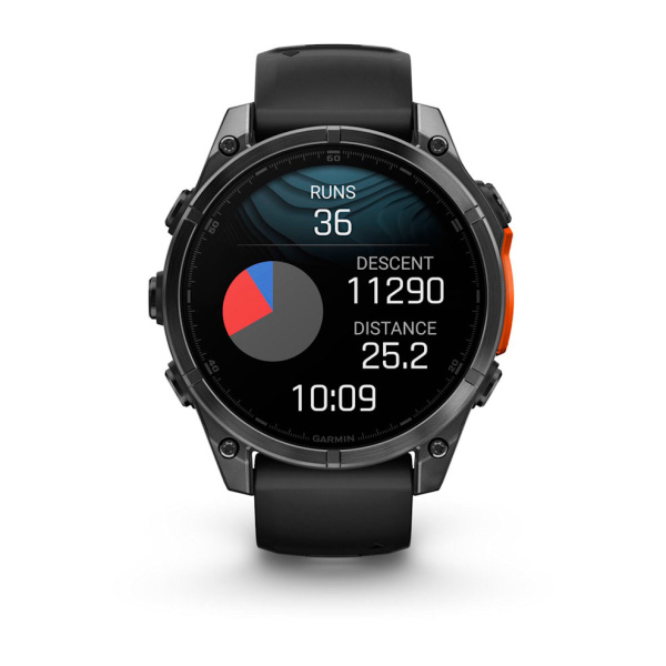 Умные часы Garmin Fenix 8, 47 мм, Amoled Slate Gray with Black Silicone Band