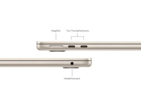 Apple MacBook Air 13" (M3, 8C CPU, 10C GPU, 2024), 16 ГБ, 256 ГБ SSD, Starlight («сияющая звезда»)
