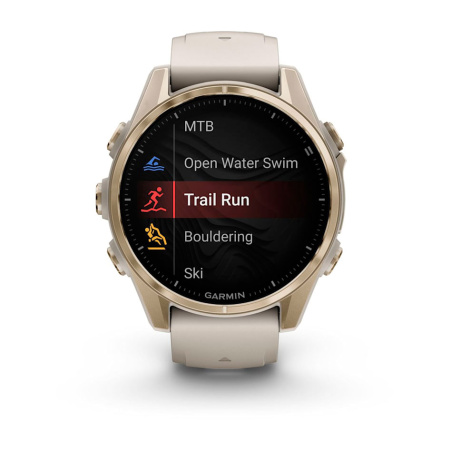 Garmin Fenix 8, 43мм, Amoled, Sapphire Soft Gold with Fog Gray/Dark Sandstone Silicone Band