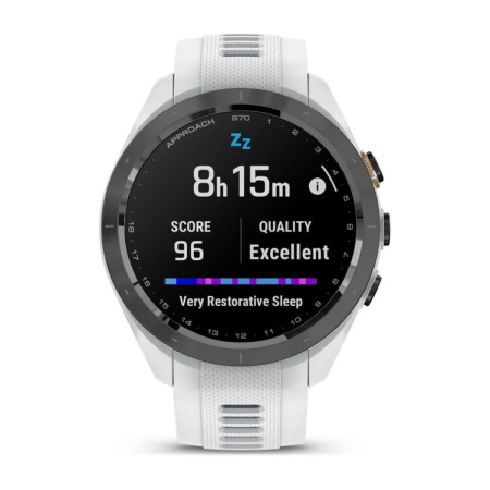 Garmin Approach S70 - 47 mm Black Ceramic Bezel with White Silicone Band