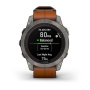 Мультиспортивные часы Garmin Fenix 7 Pro  Sapphire Solar Carbon Gray with Chestnut Leather Band