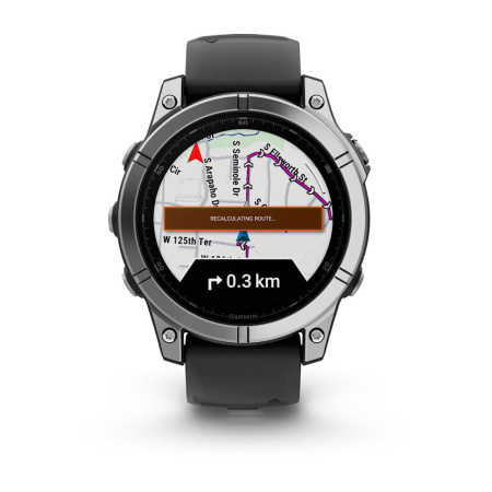 Умные часы Garmin Fenix E 47мм Amoled Stainless Steel With Black Silicone Band