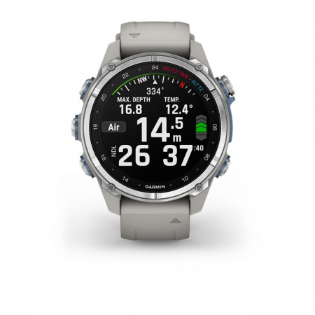 Мультиспортивные часы Garmin Descent MK3 43mm Stainless Steel with Fog Gray Band