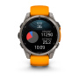 Умные часы Garmin Fenix 8, 51мм Amoled Sapphire Titanium with Spark Orange/Grapphite Silicone Band