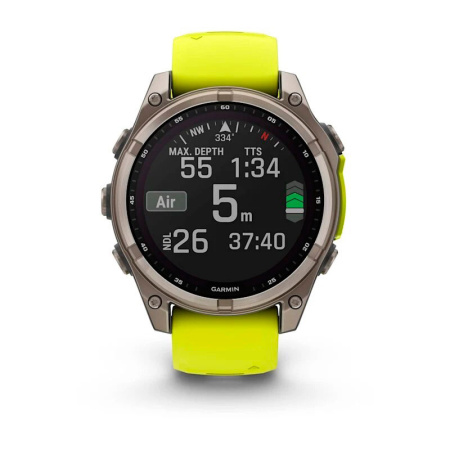 Умные часы Garmin Fenix 8, 51мм, Solar, Sapphire Titanium, Yellow