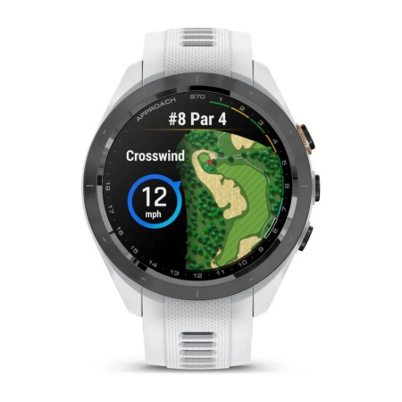 Garmin Approach S70 - 47 mm Black Ceramic Bezel with White Silicone Band