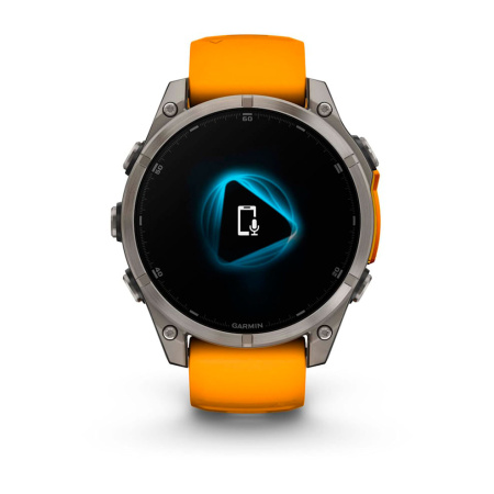 Умные часы Garmin Fenix 8, 51мм Amoled Sapphire Titanium with Spark Orange/Grapphite Silicone Band