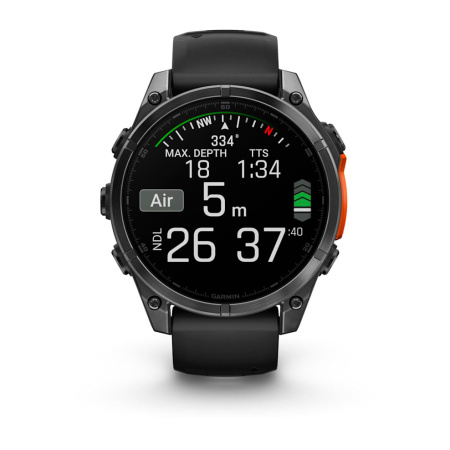 Умные часы Garmin Fenix 8, 47 мм, Amoled Slate Gray with Black Silicone Band